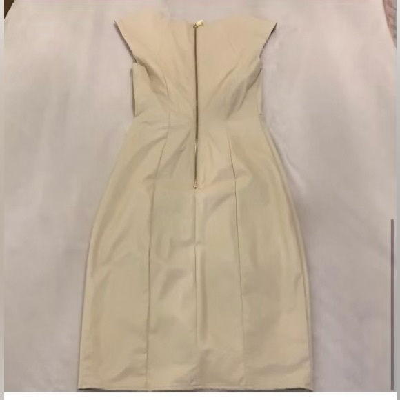 Bebe cream/beige colored faux vegan leather dress 00 - Picture 7 of 14